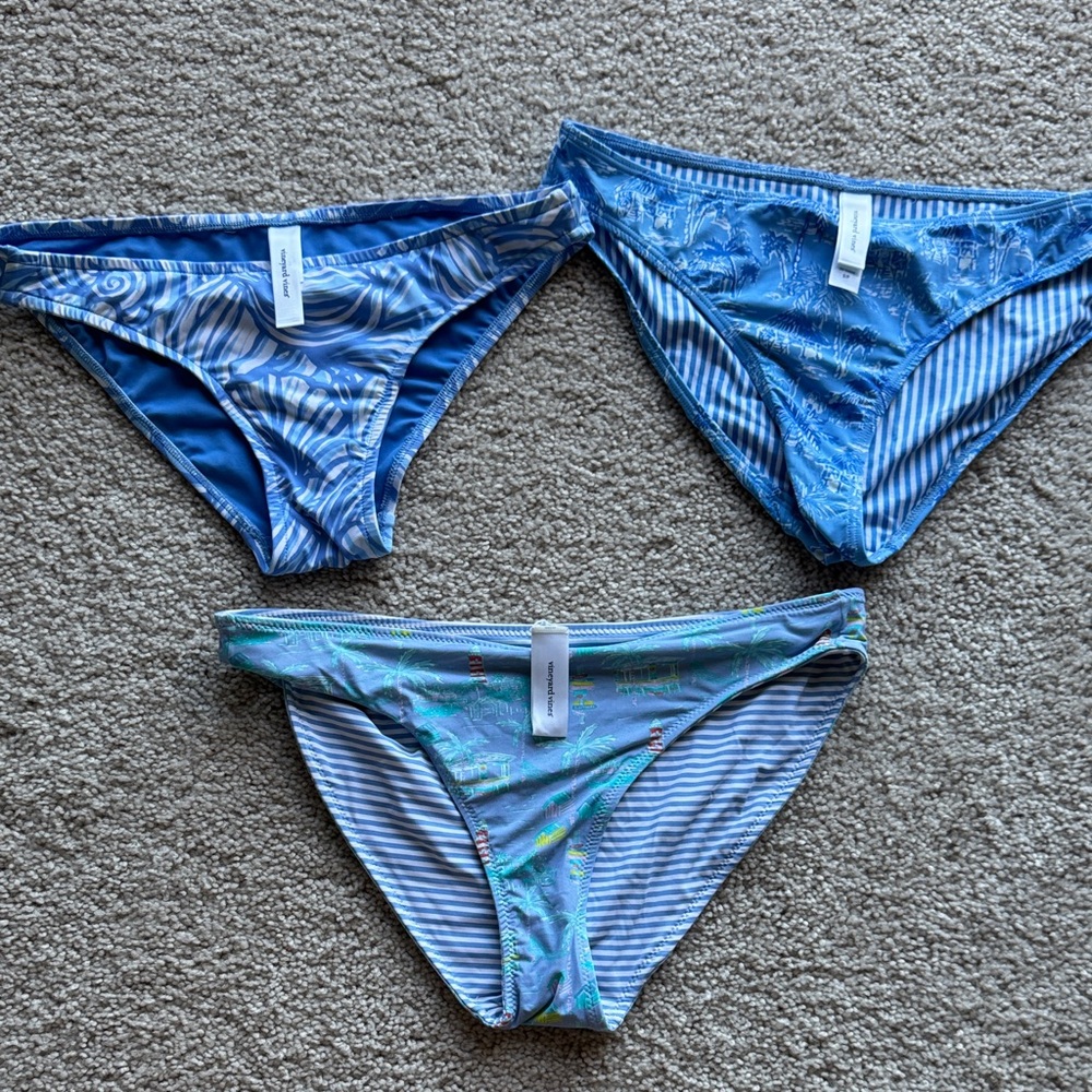 Vineyard Vines - Bundle of Three Blue Patterned Bikini Bottoms